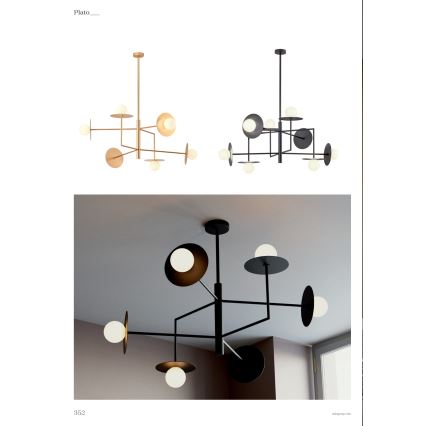 Redo 01-2734 - Candeeiro suspenso PLATO 6xG9/10W/230V preto