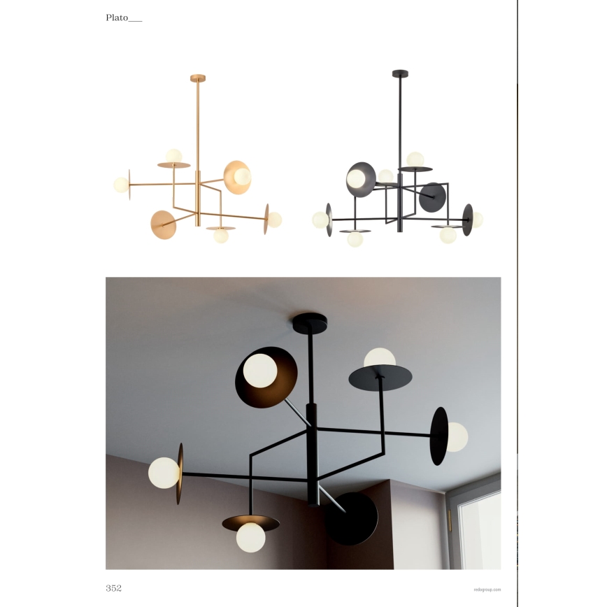 Redo 01-2734 - Candeeiro suspenso PLATO 6xG9/10W/230V preto