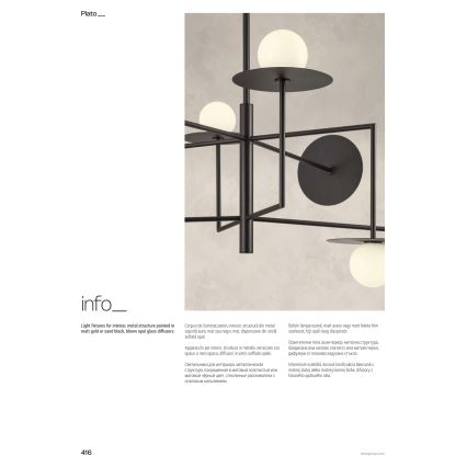 Redo 01-2735 - Lustre de haste PLATO 8xG9/10W/230V dourado