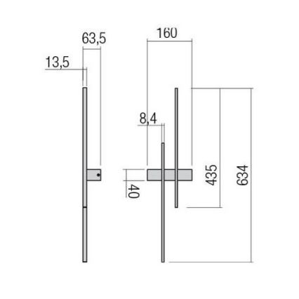 Redo 01-2744 - Aplique de parede LED TANGENT LED/13W/230V 3000K 63,4 cm CRI 90 branco