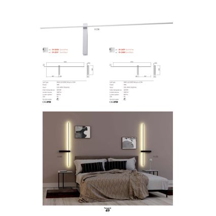 Redo 01-2746 - Aplique de parede LED TANGENT LED/13W/230V 3000K 63,4 cm CRI 90 branco