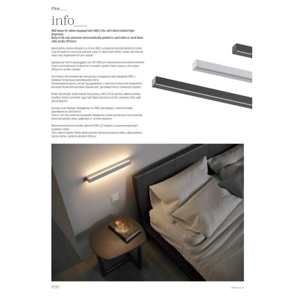 Redo 01-2766 - Aplique de parede LED PLOT LED/35W/230V 120 cm branco