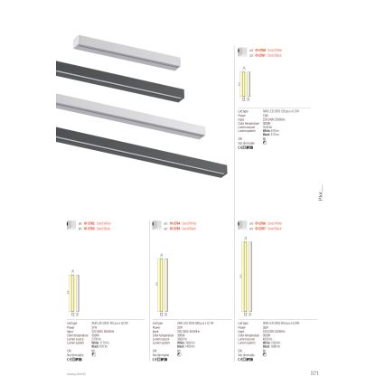 Redo 01-2767 - Aplique de parede LED PLOT, 35 W/230 V, 120 cm, preto