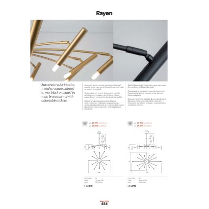 Redo 01-2776 - Candelabro suspenso RAYEN 16xG9/10W/230V bronze