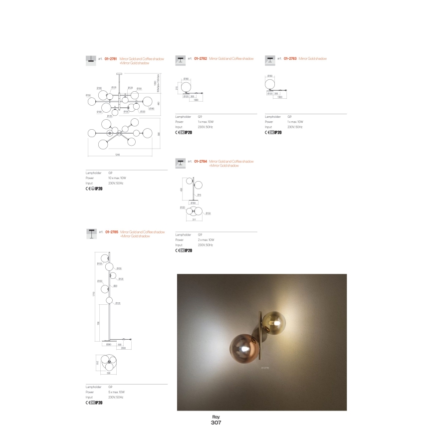 Redo 01-2779 - Candelabro suspenso ROY 5xG9/10W/230V