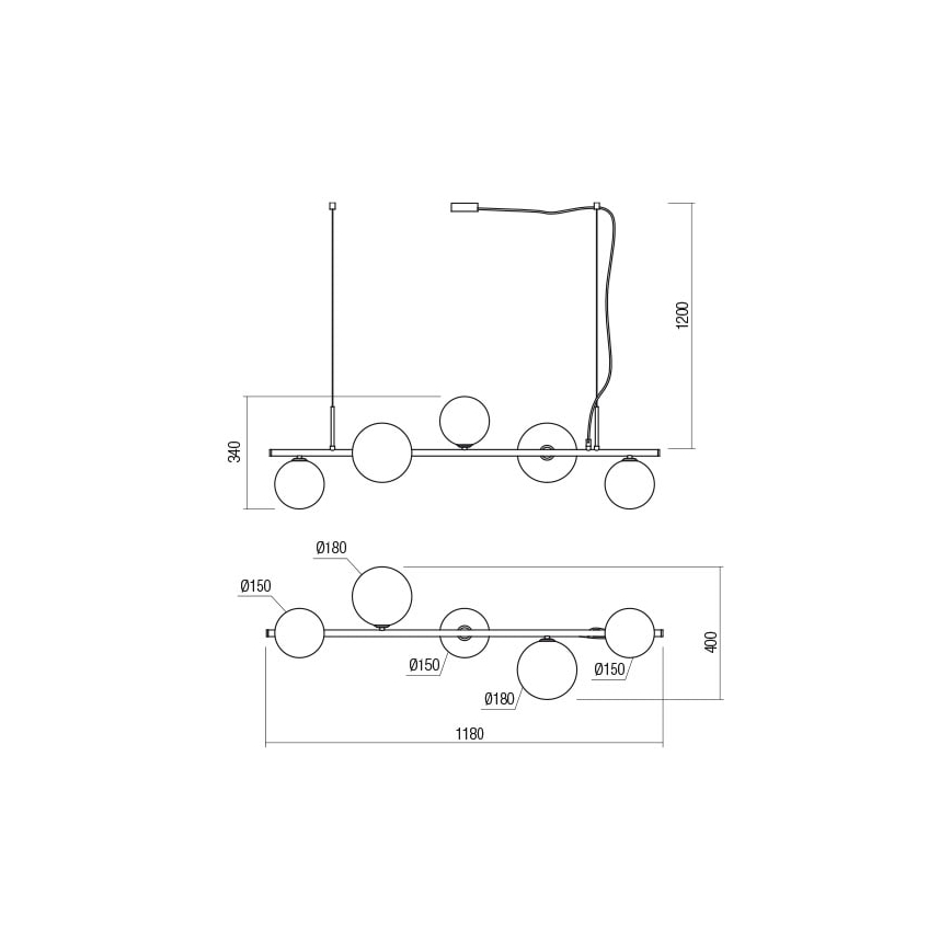 Redo 01-2779 - Candelabro suspenso ROY 5xG9/10W/230V