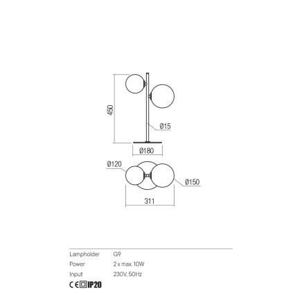 Redo 01-2784 - Candeeiro de mesa ROY 2xG9/10W/230V