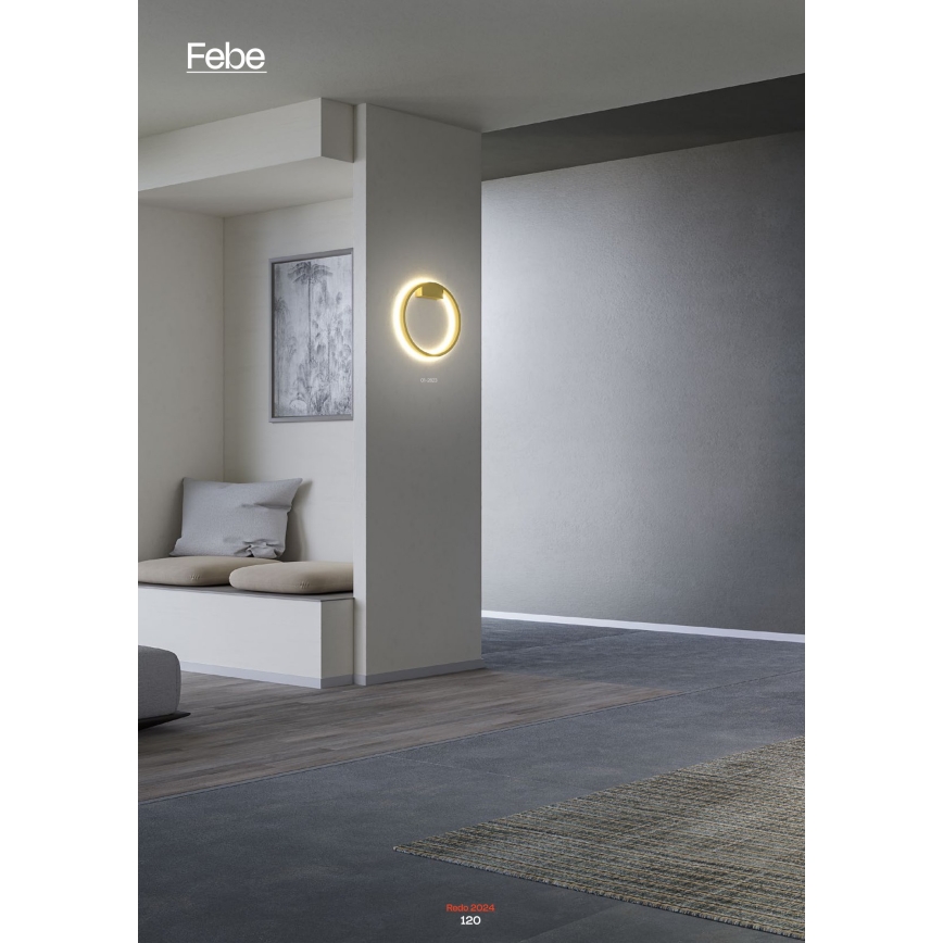 Redo 01-2835 - Aplique de parede LED regulável FEBE LED/24W/230V dourado