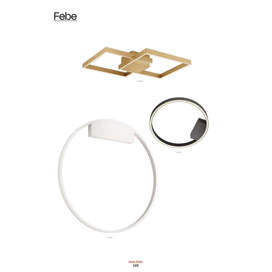 Redo 01-2835 - Aplique de parede LED regulável FEBE LED/24W/230V dourado