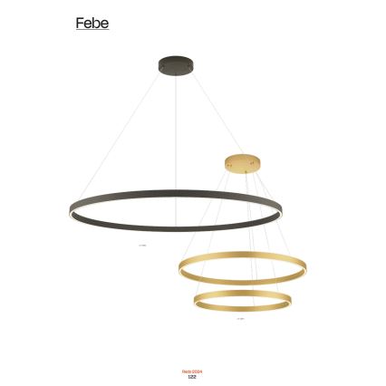 Redo 01-2889 - Lustre LED dimerizável suspenso por cabo FEBE LED/62W/230V dourado
