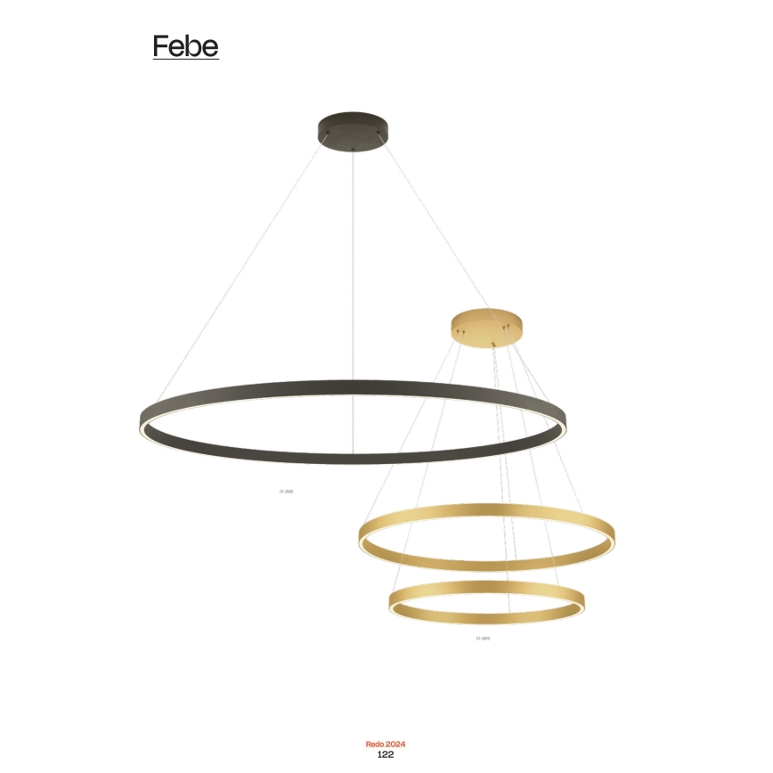Redo 01-2889 - Lustre LED dimerizável suspenso por cabo FEBE LED/62W/230V dourado