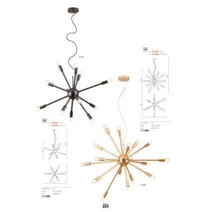 Redo 01-2935 - Lustre em cabo STELLAR 18xE14/25W/230V dourado
