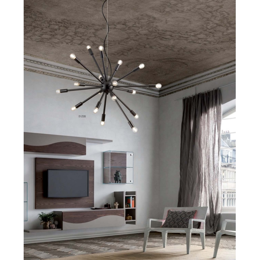 Redo 01-2936 - Candeeiro suspenso STELLAR 18xE14/25W/230V preto