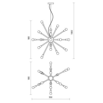 Redo 01-2936 - Candeeiro suspenso STELLAR 18xE14/25W/230V preto