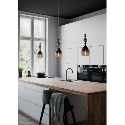 Redo 01-2937 - Lustre suspenso por cabo AMBIX 1xE27/42W/230V, diâmetro 18 cm, dourado