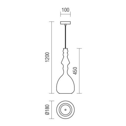 Redo 01-2937 - Lustre suspenso por cabo AMBIX 1xE27/42W/230V, diâmetro 18 cm, dourado