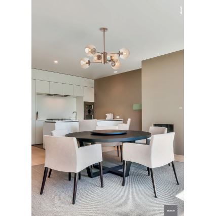 Redo 01-2943 - Lustre em haste MUNDI 6xE14/28W/230V cobre/fumê