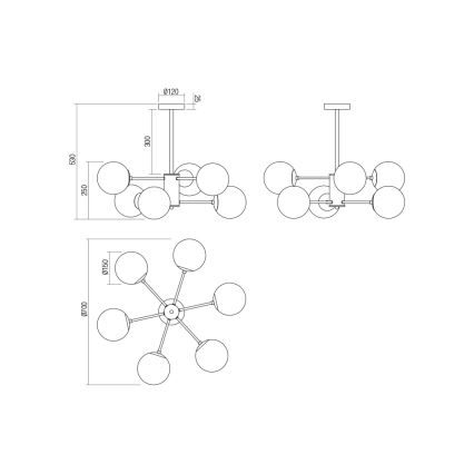 Redo 01-2943 - Lustre em haste MUNDI 6xE14/28W/230V cobre/fumê