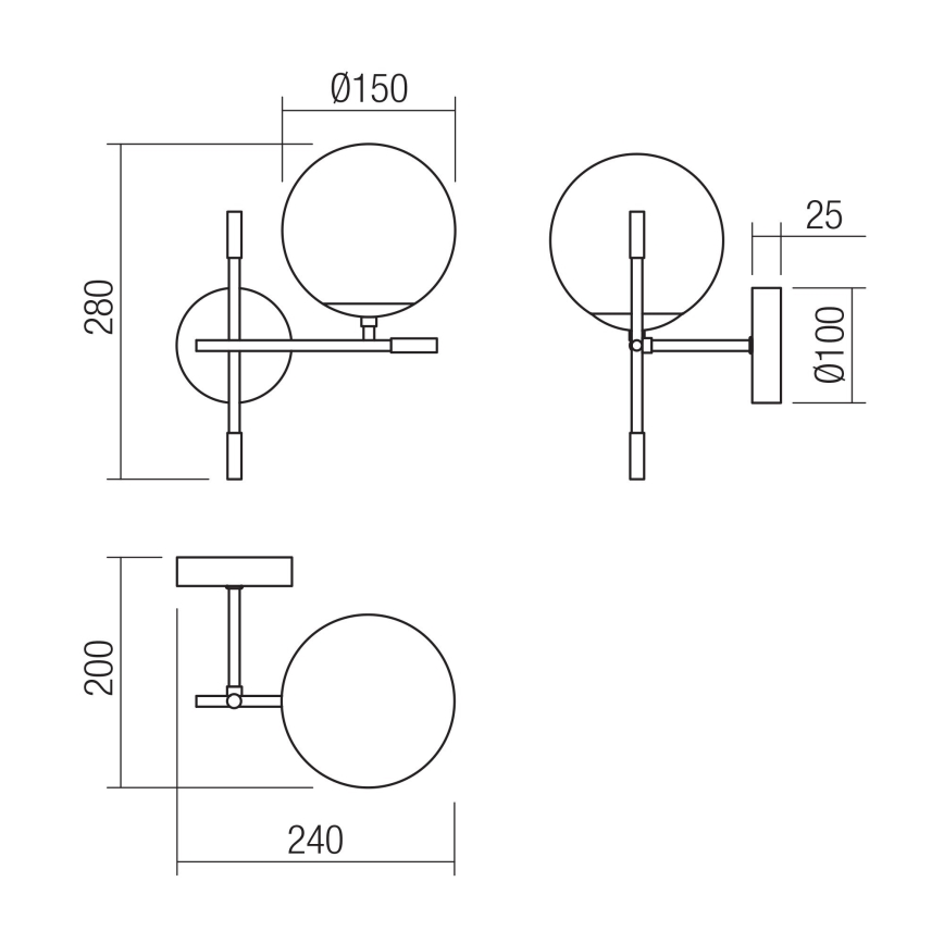 Redo 01-2944 - Iluminação de parede ESSENTIAL 1xE14/28W/230V direita