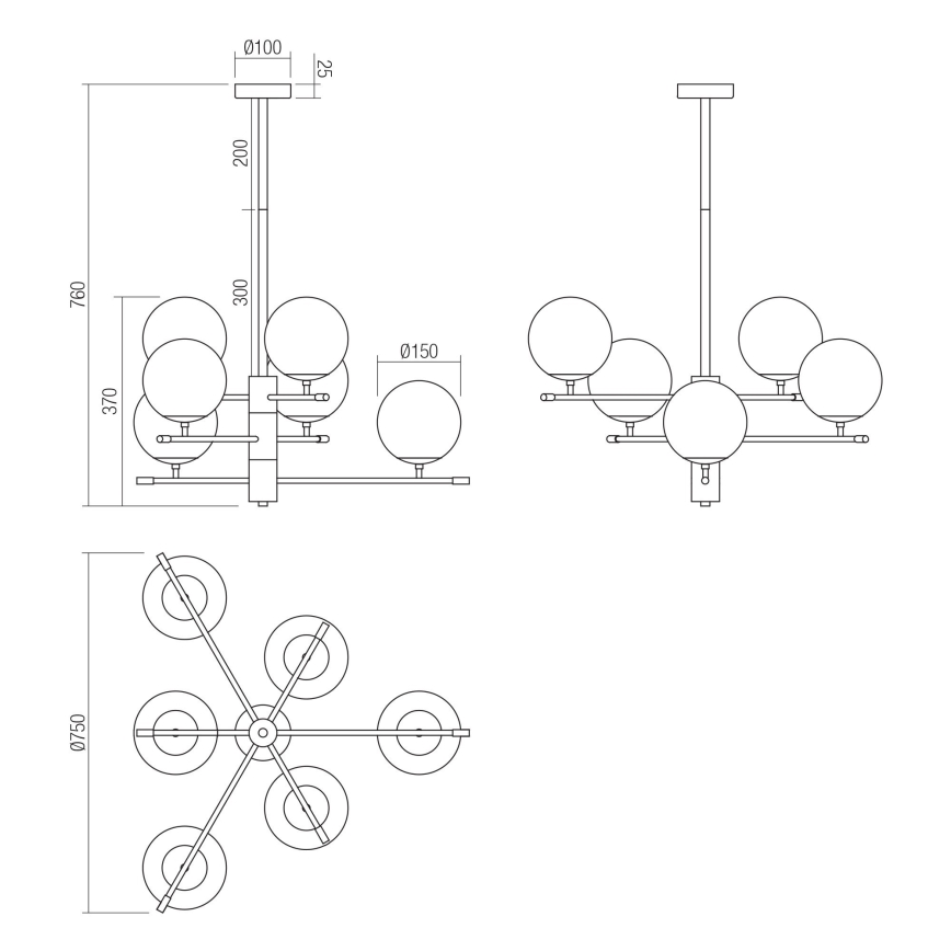 Redo 01-2950 - Candelabro suspenso ESSENTIAL 6xE14/28W/230V