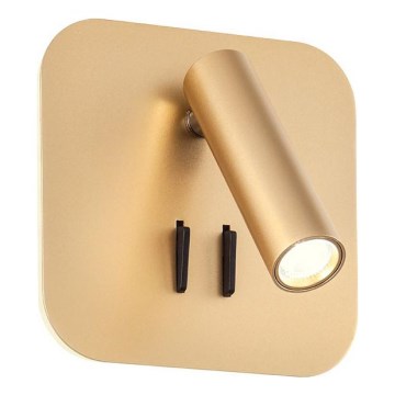 Redo 01-2977 - Luminária de parede LED QUDA LED/6W/230V + LED/3W 3000K CRI 90 USB dourada