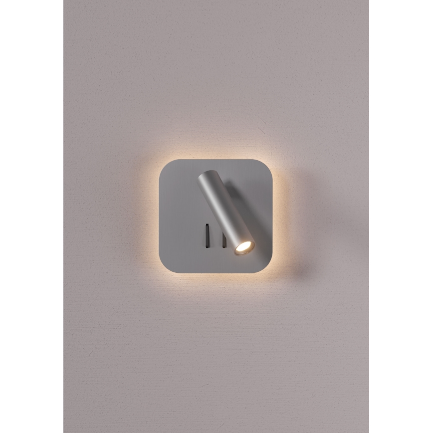 Redo 01-2978 - Aplique de parede LED QUDA LED/6W/230V + LED/3W 3000K CRI 90, cromo mate