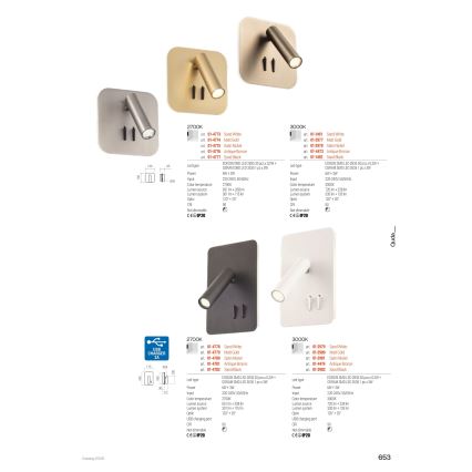Redo 01-2978 - Aplique de parede LED QUDA LED/6W/230V + LED/3W 3000K CRI 90, cromo mate
