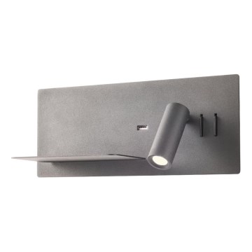 Redo 01-2985 - Foco de parede LED BROOK LED/8W/230V + LED/3W USB CRI 90 preto esquerda