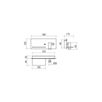 Redo 01-2985 - Foco de parede LED BROOK LED/8W/230V + LED/3W USB CRI 90 preto esquerda