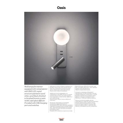 Redo 01-2992 - Aplique de parede LED OASIS LED/3W/230V + 1xG9/10W USB IRC 90 bronze
