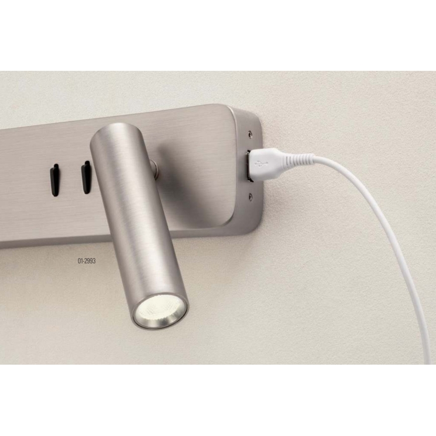 Redo 01-2993 - Aplique de parede LED OASIS LED/3W/230V + 1xG9/10W USB IRC 90 cromado brilhante