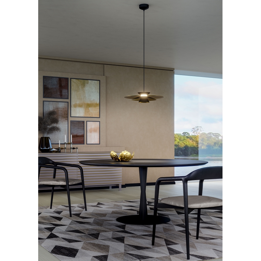 Redo 01-3001 - Lustre LED suspenso por cabo FARGO LED/16,5W/230V CRI 90 Ø 50 cm preto/dourado