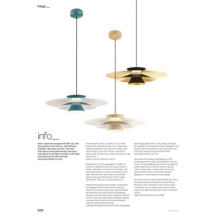 Redo 01-3001 - Lustre LED suspenso por cabo FARGO LED/16,5W/230V CRI 90 Ø 50 cm preto/dourado