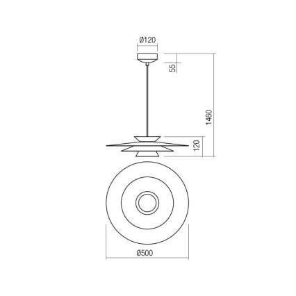 Redo 01-3001 - Lustre LED suspenso por cabo FARGO LED/16,5W/230V CRI 90 Ø 50 cm preto/dourado