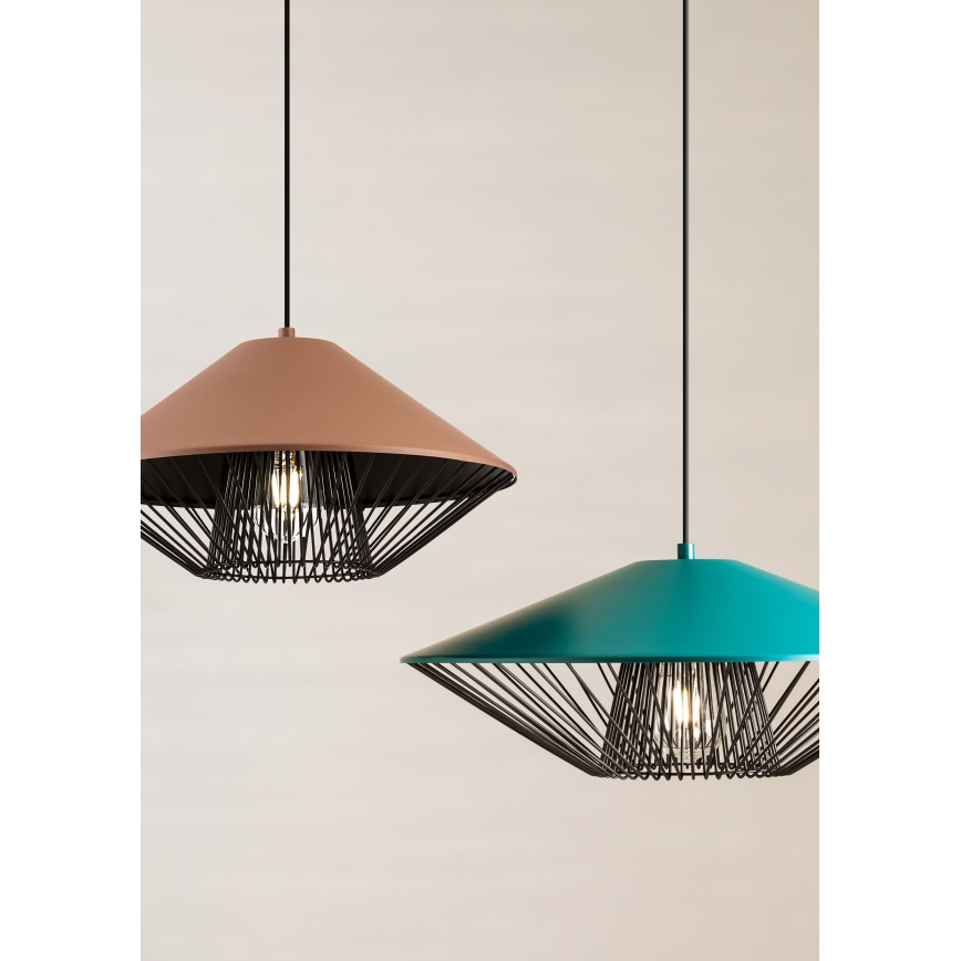 Redo 01-3005 - Lustre suspenso por cabo GRILL 1xE27/42W/230V Ø 39,6 cm preto/castanho
