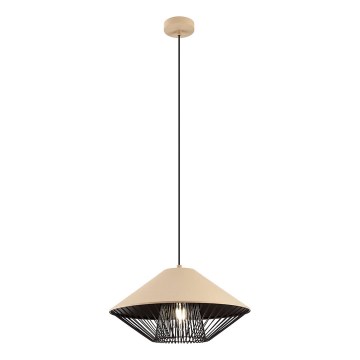 Redo 01-3007 - Lustre pendente em cabo GRILL 1xE27/42W/230V, diâmetro 39,6 cm, preto/bege