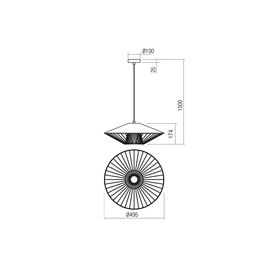 Redo 01-3008 - Candeeiro suspenso com cabo GRILL 1xE27/42W/230V Ø 49,5 cm preto/branco