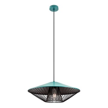 Redo 01-3010 - Lustre suspenso por cabo GRILL 1xE27/42W/230V Ø 49,5 cm preto/turquesa
