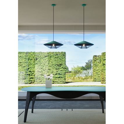Redo 01-3010 - Lustre suspenso por cabo GRILL 1xE27/42W/230V Ø 49,5 cm preto/turquesa