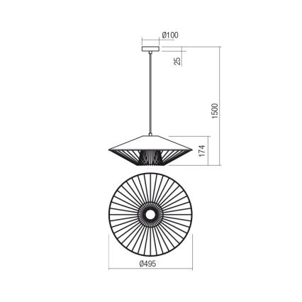 Redo 01-3011 - Lustre suspenso por cabo GRILL 1xE27/42W/230V diâmetro 49,5 cm preto/bege
