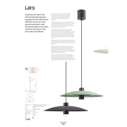 Redo 01-3019 - Lustre LED suspenso por cabo LARS LED/14W/230V + LED/10W Ø 60 cm CRI 90 verde