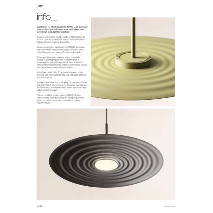 Redo 01-3044 - Lustre suspenso por cabo LAKE LED/13W/230V IRC 90 Ø 50 cm branco