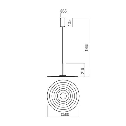 Redo 01-3047 - Lustre LED suspenso por cabo LAKE LED/13W/230V CRI 90 Ø 50 cm preto