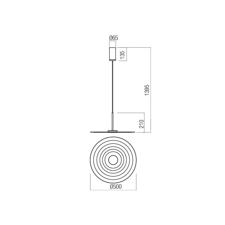 Redo 01-3047 - Lustre LED suspenso por cabo LAKE LED/13W/230V CRI 90 Ø 50 cm preto