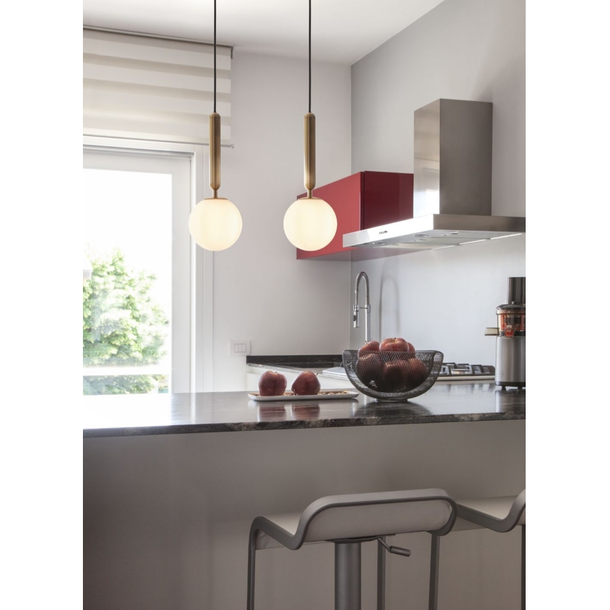 Redo 01-3130 - Candeeiro suspenso HAIKU 1xE14/28W/230V diâmetro 15 cm latão