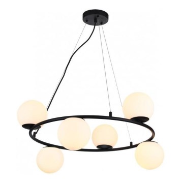 Redo 01-3158 - Candelabro suspenso BOWLING 6xE14/28W/230V preto