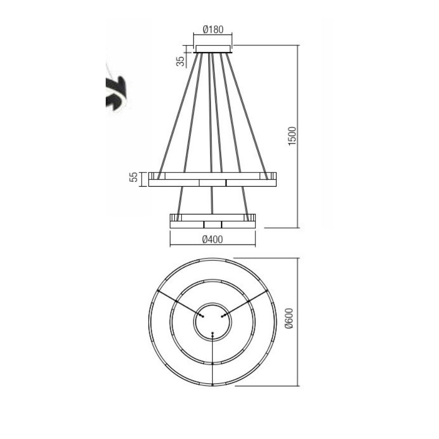 Redo 01-3178 - Candelabro suspenso LED com regulação CASTLE LED/60W/230V dourada