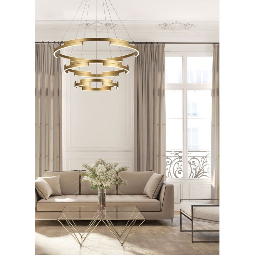 Redo 01-3181 - Candelabro suspenso LED com regulação CASTLE LED/80W/230V dourada