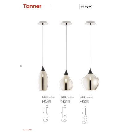Redo 01-3190 - Candelabro suspenso TANNER 1xE14/28W/230V diâmetro 15 cm