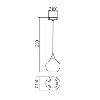 Redo 01-3190 - Candelabro suspenso TANNER 1xE14/28W/230V diâmetro 15 cm